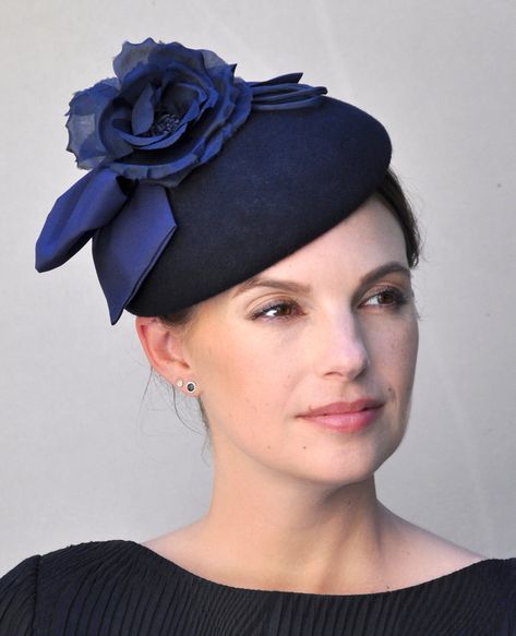 Navy Fascinator, Ladies Navy Hat, Wedding Hat, Church Hat, Winter Fascinator Hat, Occasion Hat Navy Hats Wedding, Winter Fascinator, Felt Fascinator, Hats For Short Hair, Navy Fascinator, British Hats, Blue Winter Wedding, Navy Hat, Ladies Hats