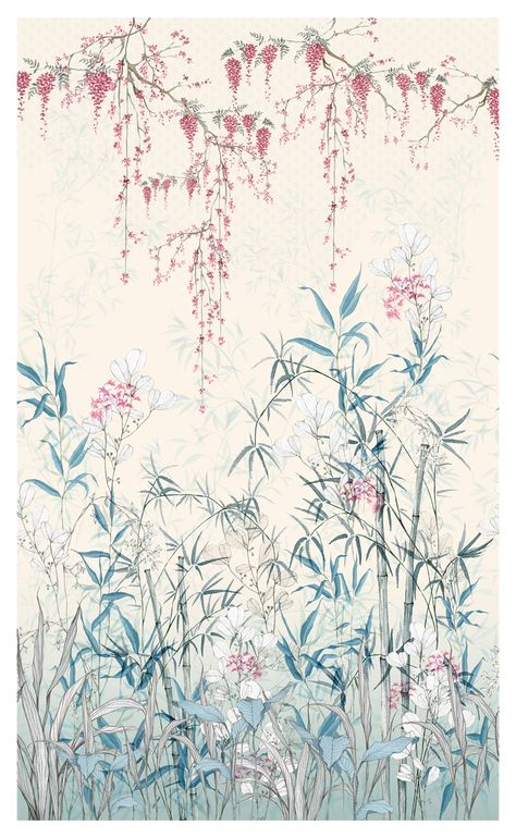 Japanese Prints Pattern, Japanese Jewellery, Asian Prints, Chinese Plants, Print Scarf Design, Chinese Style Design, Easy Flower Drawings, Chinese Prints, Bamboo Print