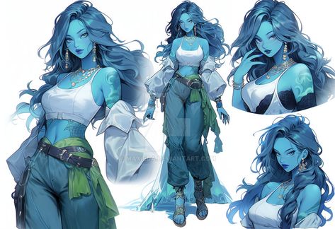 Dnd Triton Female, Water Elemental Female, Female Water Genasi, Water Genasi Female Druid, Genasi Female, Merfolk Dnd, Air Genasi Female, Fish Person Character Design, Water Genasi Female