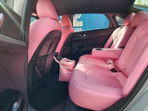 Pink Leather Seats Car, Pink Car Interior, Pink Seat Covers, Pink Car Seat Covers, Pink Car Seat, Pink Car Accessories, Barbie Car, Board Pictures, Girly Car Accessories