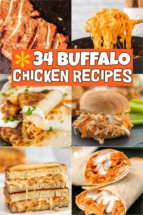 34 Best Buffalo Chicken Recipes Buffalo Chicken Dip Meal Ideas, Cheddars Copycat Buffalo Chicken Wrap Recipe, Buffalo Chicken Dip Dinner Ideas, Buffalo Shredded Chicken Recipes, Buffalo Chicken Dip Grilled Cheese, Buffalo Chicken Dip Sandwich, Buffalo Chicken Dishes, Buffalo Dinner Recipes, Buffalo Sauce Meals