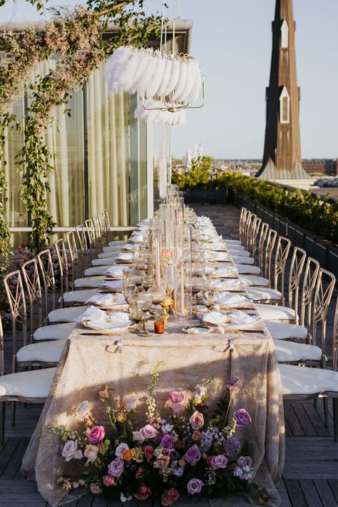 Are you ready for some wedding inspiration that will make your heart skip a beat? 💕 The reaction that Tina made was priceless and why we love what we do so much! 🥹 Designing this intimate rooftop wedding was a dream. The panoramic views with the art deco modern-inspired design details made for the perfect wedding backdrop for these two. Photography @billiejoandjermey 🤍 @i.am.tina.nelson & @david_krugler Rooftop Wedding Aesthetic, Rooftop Wedding Decor, Rooftop Decor, Wedding Rooftop, Terrace Wedding, Rooftop Wedding, Luxury Weddings, Dream Vacation, The Perfect Wedding