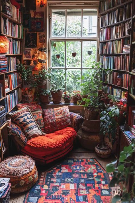 Small Library Room Ideas, Cozy Home Library Ideas, Small Library Room, Small Home Library Ideas, At Home Library, Cozy Reading Room, Home Library Ideas, Small Home Library, Library Corner