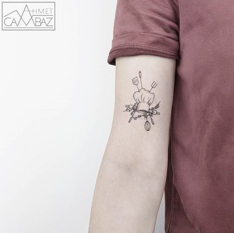 Pastry Tattoo, Baking Tattoo, Cooking Tattoo, Baker Tattoo, Culinary Tattoos, Chef Tattoo, Food Tattoos, Tattoos Geometric, Instagram Tattoo