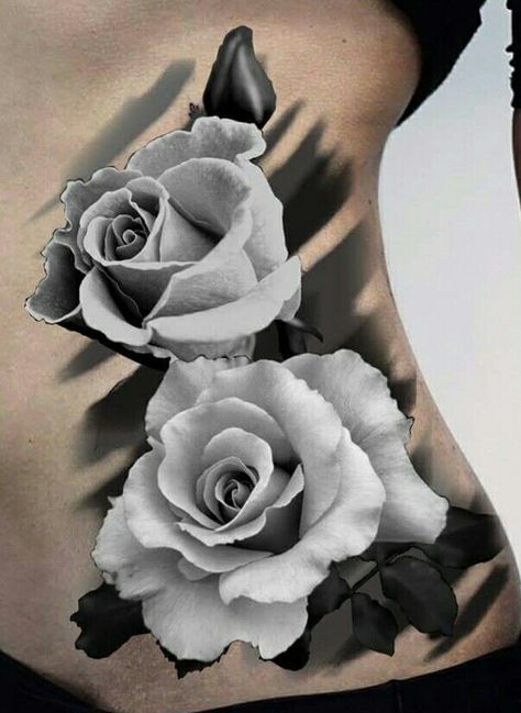 White Rose Tattoo, Tattoos Masculinas, Tattoo Side, Tattoos On Side Ribs, White Rose Tattoos, Realistic Rose Tattoo, Tattoo Rose, Rose Tattoo Design, Side Tattoos