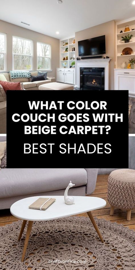 Want to make your living space look expensive and classy? Then check out this list of the best couch colors to match your beige carpet for a classy aesthetic! #homedecor Beige Carpet Living Room, Couch Colors, Navy Blue Couches, Color Couch, Best Couch, Neutral Couch, Dark Grey Couches, Cream Carpet, Patterned Furniture