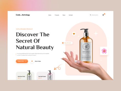 One Product Website, Cosmetic Website Banner, Website Banner Design Products, Shampoo Website Design, Cosmetic Web Banner, Product Banner Design Inspiration, New Product Banner, Website Banners Design, Cosmetics Design Ideas Graphics