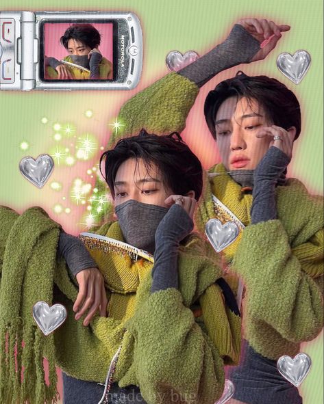 The8 Pink Wallpaper, Seventeen Y2k Poster, Seventeen Y2k Wallpaper, Kpop Bg Wallpaper, Seventeen Green Room, Green Kpop Poster, Minghao Green, Y2k Seventeen, Green Kpop Wallpaper