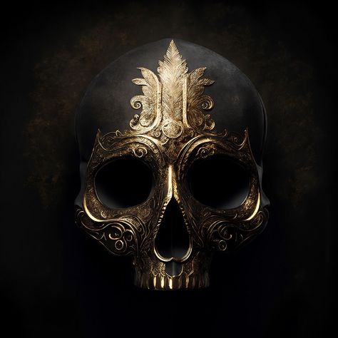 One Eyed Masquerade Mask, Skull Mask Aesthetic, Skull Masquerade Mask, Oni Masks, Black Skulls Wallpaper, Golden Mask, Gold Masquerade Mask, Skeleton Mask, Mask Aesthetic