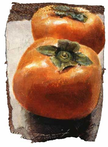 Daniel Kelly Persimmons '01 Portraits In Oil, Persimmon Fruit, Painting Methods, Orange Rind, Dry Pastel, Still Lifes, Fruit Painting, Oil Painters, Daily Painting