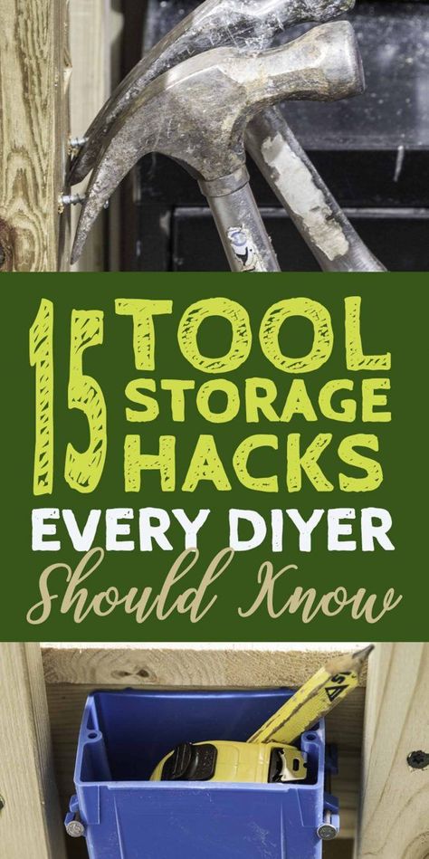 GREAT tool storage ideas for your garage! So many clever and cheap ways to organize tools that will de-clutter your workbench in no time. | Home Organization Diy Tool Storage, Tool Organization Ideas, Pegboard Baskets, Tool Storage Ideas, Tool Organization Diy, Organize Tools, Garage Clutter, Pegboard Garage, Basement Organization