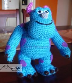 Sully monster by Mirtha Amigurumis by MirthaAmigurumis on DeviantArt Monsters Inc Crochet, Sully Monsters Inc, Crochet Monster, Crochet Sweater Free, Crochet Toys Free, Crochet Monsters, Crochet Disney, Crochet Dolls Free Patterns, Halloween Crochet Patterns