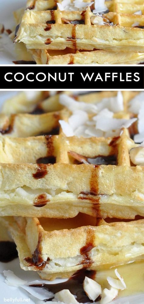 Coconut Waffles Coconut Cream Waffles, Coconut Waffle Recipe, Coconut Milk Waffles, Coconut Milk Waffle Recipe, Waffle Flavor Ideas, Summer Waffles, Flavored Waffles, December Dinners, Chaffles Recipes