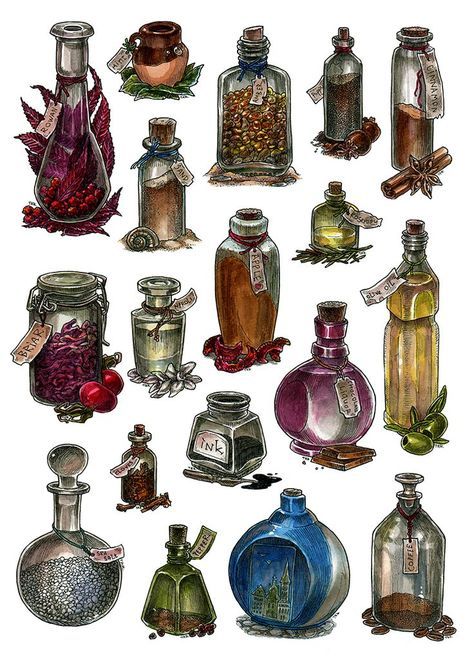 Heroic Fantasy, Fantasy Props, Prop Design, Naha, Arte Fantasy, 판타지 아트, Fantasy Inspiration, Bottles And Jars, 그림 그리기