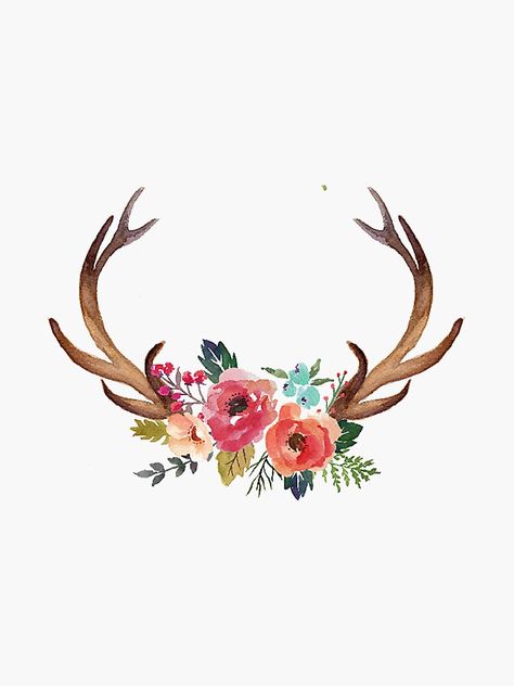 Antlers And Flowers, Tattoo Cover Ups, Real Tattoos, Floral Antlers, Mini Embroidery, Western Artwork, Real Tattoo, Canvas Painting Diy, Celebrity Tattoos