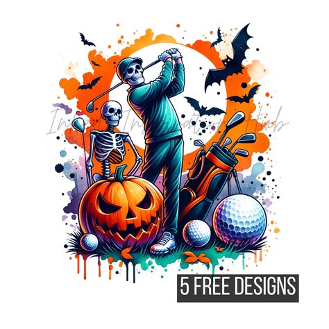 Halloween Crafts Diy Projects, Spooky Clipart, Halloween Golf, Halloween Crafts Diy, Sports Halloween, Skeleton Png, Spooky Fall, Sunflower Photo, Unique Illustration