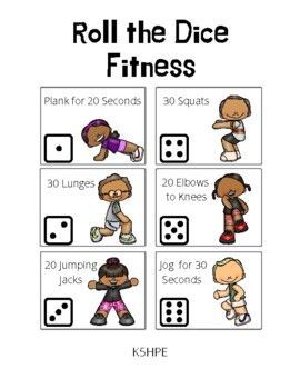 Roll the Dice Exercise Fitness Game, Brain Break, Physical Education, PEThere are 2 version here with kids in colour or black and white.8.5 x 11Print and play!Digital Download 1st Grade Physical Education Activities, Prek Pe Games, Indoor Exercise For Kids, Exercise Activities For Preschool, Gym Games For Elementary Kids, Exercise Games For Kids, Preschool Physical Activities, Physical Games For Kids, Kindergarten Gym Games