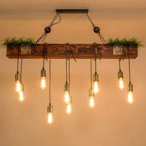 Island Light Fixtures, Farmhouse Light Fixtures, Linear Pendant Light, Bulbs Indoor, Industrial Chandelier, Island Pendant Lights, Industrial Light Fixtures, Wood Pendant Light, Rustic Lamps