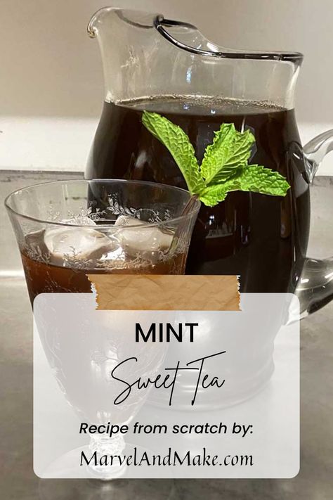 Mint Sweet Tea Sweet Mint Tea Recipe, Mint Tea Recipe, Wine Punch, Sweet Tea Recipes, Mint Recipes, Mint Tea, Healthy Sugar, Recipe From Scratch, Brewing Tea