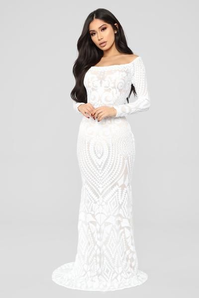 Fashion Nova White Dress, Wedding Dress Fashion, Off White Fashion, Special Event Dresses, Dresses Fashion Nova, Dressing Style, Off White Dresses, Sequin Gown, Fashion Nova Dress