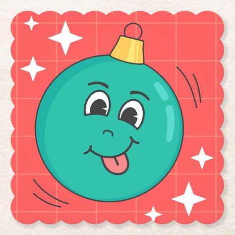 Christmas globe face smiley happy retro cartoon paper coaster | Zazzle Smiley Happy, Christmas Globes, Cartoon Paper, Retro Cartoon, Paper Coaster, Retro Cartoons, Smiley, Globe, Coasters