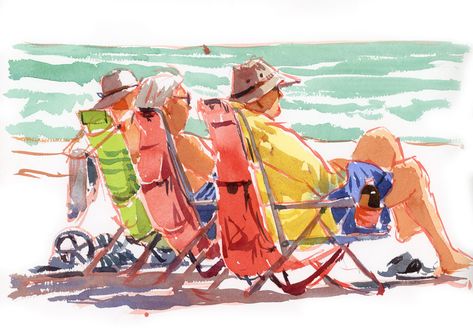 Watercolour Beach, Shari Blaukopf, Beach Sketches, Beach Watch, Birthday Painting, Beach People, Painting References, The Sketchbook, Painting Snow