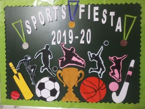 Sports Day Decoration School, Sports Day Board Decoration, Sports Day Decoration, Notice Board Decoration, Sports Day Poster, Decoration Class, National Sports Day, Sports Theme Classroom, Olympic Theme