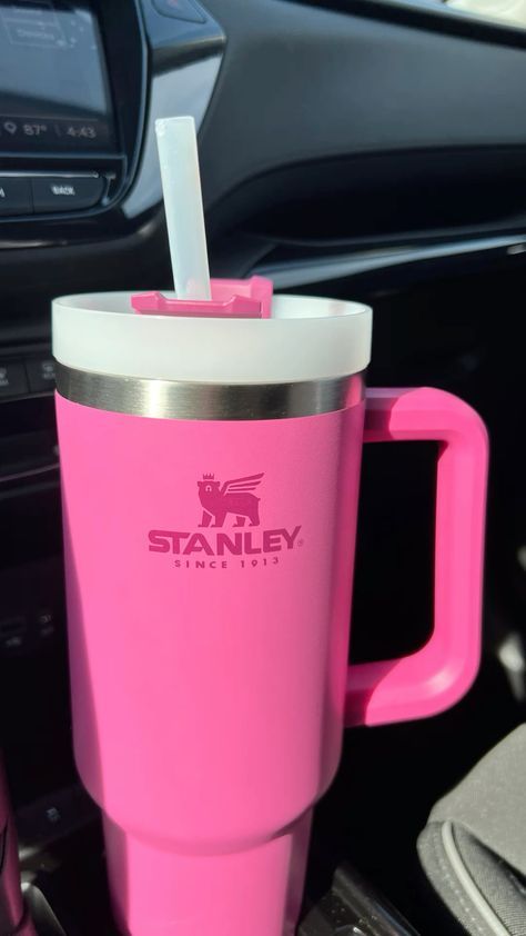 Flamingo Stanley Cup, Stanley Cup Hot Pink, Barbie Pink Stanley Cup, Stanley Cup Aesthetic Pink, Pink Stanley Cup Accessories, Hot Pink Stanley Cup, Hot Pink Stanley, Stanley Cup Pink, Pink Stanley Cup