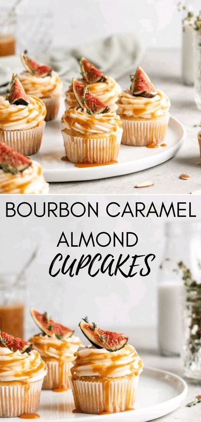 Cupcake Recipes Gourmet, Almond Cupcake Recipes, Bourbon Salted Caramel, Boozy Cupcakes Recipes, Bourbon Cupcakes, Gourmet Cupcake Recipes, Alcoholic Cupcakes, Boozy Baking, Strange Food