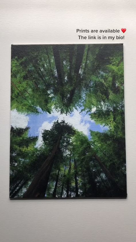 Nature Art On Canvas, Canvas Painting Ideas Trees, Trees And Sky Painting, Painting Nature Acrylic, Acrylic Painting Nature Landscapes, Acrylic Landscape Painting Canvas, Tree Painting Ideas On Canvas, Painting Nature Ideas, Painting Ideas On Canvas Trees