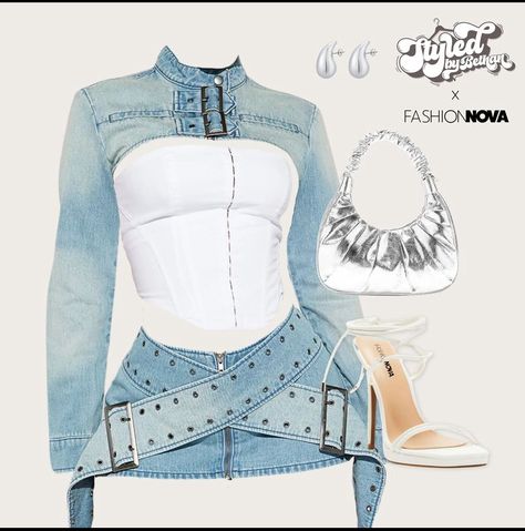 Denim Party Outfit, Bad And Boujee Outfits, Denim Micro Mini Skirt, Denim Party, Looks Jeans, Dressy Casual Outfits, Preformance Outfits, Stylish Summer Outfits, High Fashion Outfits