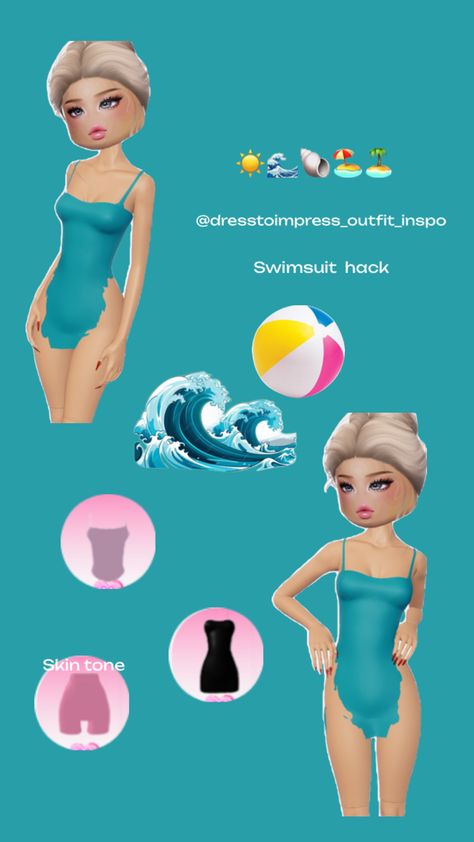 High cut swimsuit!! ☀️🌊 How To Make A Swimsuit Dress To Impress, How To Make Swimsuit In Dti, Bathing Suit Dress To Impress, Dti Outfit Hacks Swimsuit, Swimsuit Hack In Dti, Dress To Impress Swimsuit Hack, Swimsuit Dti Hack, Swimsuit Dress To Impress, Dress To Impress Theme Roblox Avatar