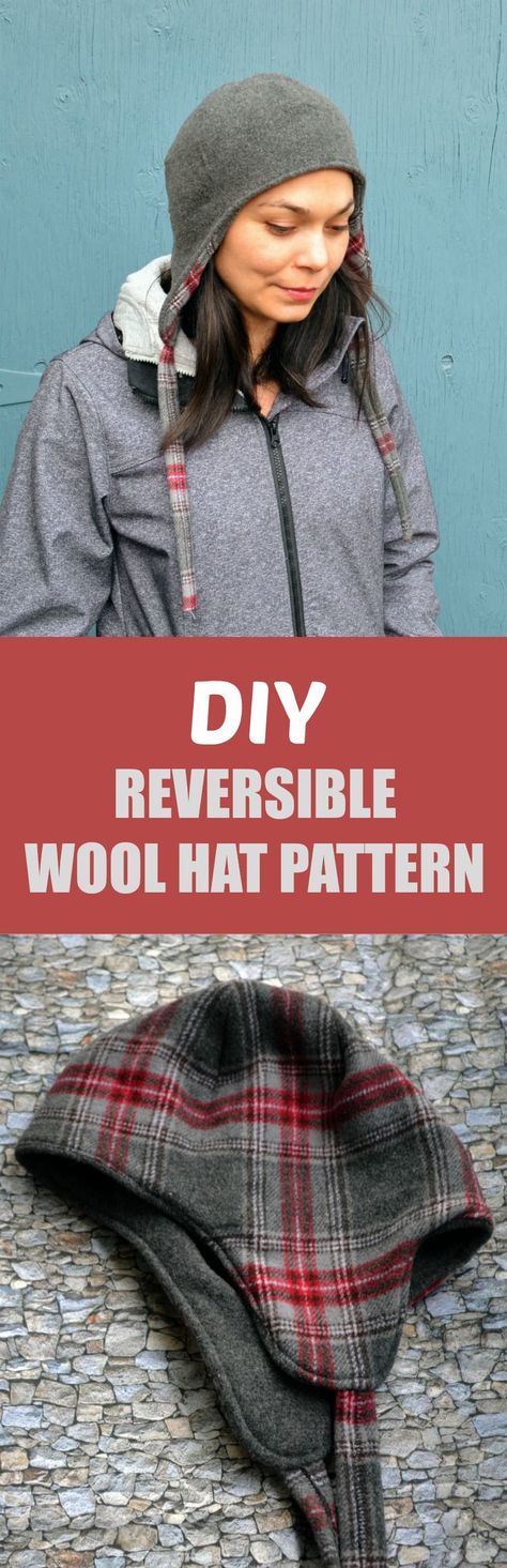 DIY Reversible Wool Hat Pattern: Learn how to make an easy, cute and simple reversible hat for women. Pattern and full step by step sewing tutorial included Wool Hat Pattern, Floor Printable, Winter Sewing Projects, Sewing Patterns Free Women, Winter Sewing, Sewing Hats, Trendy Sewing Projects, Trendy Sewing Patterns, Hat Patterns Free