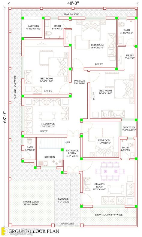 36+ Awesome House Plan Ideas For Different Areas | Engineering Discoveries 40x60 House Plans, House Plan Ideas, Small Modern House Plans, 2bhk House Plan, Bungalow Floor Plans, Indian House Plans, House Balcony, Free House Plans, Building Plans House