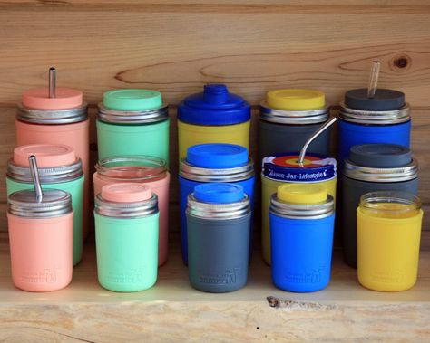 Bright Blue Kitchen, Wide Mouth Mason Jars, Half Pint, Jelly Jars, Fridge Organization, Blue Kitchen, Canning Jars, Wide Mouth, Stainless Steel Band