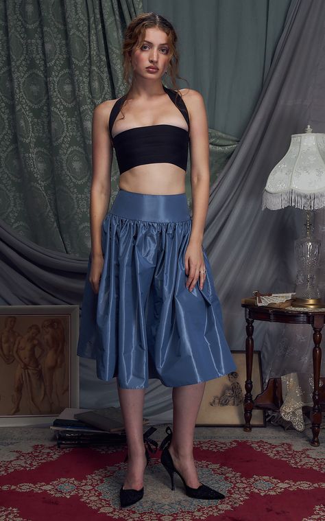 Women's Mirror Palais Spring Summer 2024 Collection | Moda Operandi Mirror Palais, Bandage Top, Taffeta Skirt, Silk Taffeta, Knee Length Skirt, Skirts With Pockets, Satin Ribbon, Moda Operandi, Halter Top