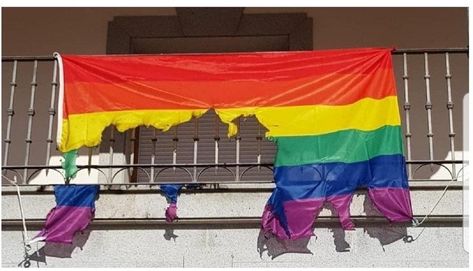 Aggresive Pride Flag, Uncommon Pride Flags, Anti Lgbtq Flag, Rare Lgbtq Flags, Desaturated Pride Flag, Lgbtq Tapestry, Flag Hanging, New Spain, Spanish Towns