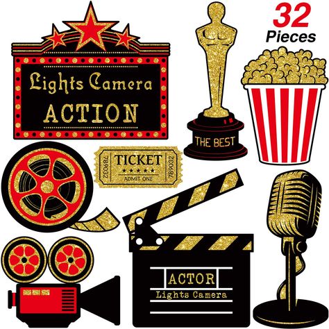 Movie Theme Decor, Red Carpet Party Decorations, Movie Theme Decorations, Hollywood Decorations, Movie Party Decorations, Hollywood Party Decorations, Movie Night Theme, Movie Night Decorations, Hollywood Party Theme