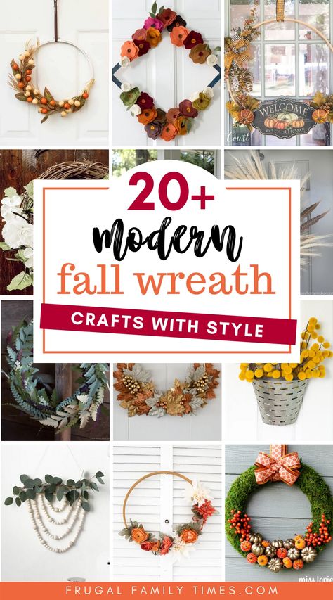 Unique Wreath Ideas Creative, Unique Wreath Ideas, Paper Fern, Making Fall Wreaths, Modern Fall Wreath, Paper Leaf Wreath, Diy Fall Wreath Ideas, Wreaths Burlap, Dollar Store Fall Decor