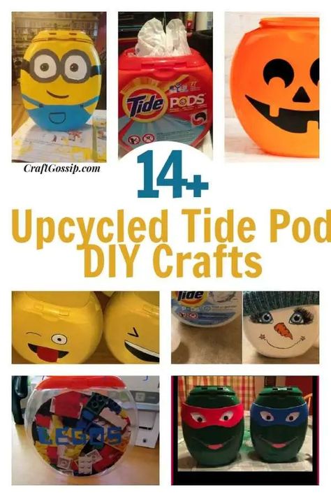 14 Things To Make With Empty Tide Pod Containers – Home and Garden Recycled crafts #Kidscrafts #DIYcrafts #activitiesforkids Gain Pods Container Crafts, Laundry Pods Container Ideas, Tide Pods Container, Laundry Soap Container, Plastic Container Crafts, Laundry Detergent Container, Reuse Containers, Detergent Container, Recycled Toys