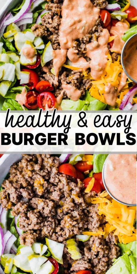 Burger Bowl, Burger Bowls, Low Carb Burger, Low Carb Low Fat Recipes, Healthy Bowls Recipes, Healthy Bowls, Low Carb Diet Recipes, Healthy Low Carb Recipes, Low Carb Dinner Recipes