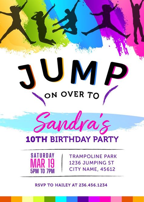 Jumping Birthday Party Ideas, Trampoline Decorations Birthday Parties, Trampoline Birthday Party Ideas, Jumping Party Invitations, Trampoline Park Party, Trampoline Park Invitations, Free Printable Trampoline Party Invites, Trampoline Park Party Invitations, Trampoline Park Birthday Party