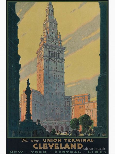 New York Central Railroad, Tower City, Train Posters, Retro Kunst, Vintage Advertising Posters, New York Central, Retro Travel Poster, Long Island City, Advertising Poster