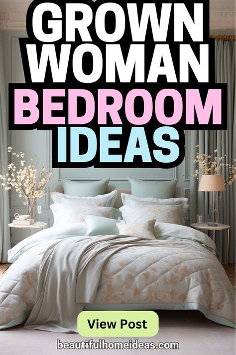 In this blog post we explore some of the best bedroom ideas for women. Across a range of 14 stunning themes covering romantic touches, art, furniture, luxury, elegant and calm interior bedroom features, this guide has everything you need to inspire a bedroom for a grown woman. Woman’s Bedroom Ideas, Mom Bedroom Ideas Decor, Simple Elegant Bedroom Ideas, Pretty Bedrooms For Women, Single Women Bedroom Ideas, Girly Adult Bedroom, Stylish Bedroom Ideas For Women, Feminine Bedroom Romantic, Single Woman Bedroom Ideas