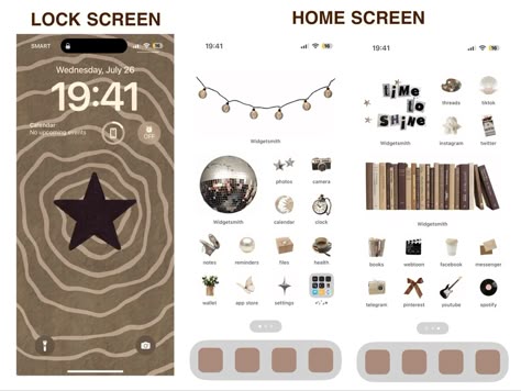 Brown Ios Layout, Phone Wallpaper Theme, Brown Ios, Lockscreen Ios, Ios Layout, Ipad Ios, Iphone Wallpaper Ios, Iphone Home Screen Layout, Phone Inspiration