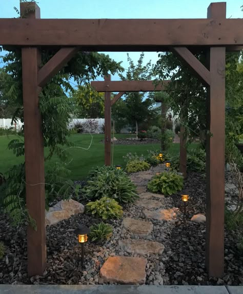 Pergola Pathway Ideas, Close To House Landscaping, Backyard Memorial Garden, Diy Front Porch Bench, Backyard Memorial, Mom Kitchen, Patio Layout, Outdoor Sanctuary, Garden Arbor