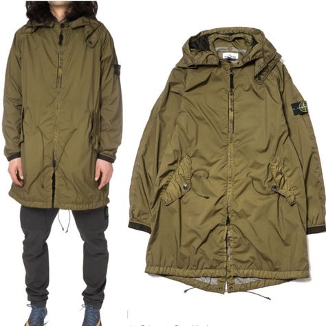 70628 Stone Island Garment Dyed Performance Tela Fishtail Parka from SS17 💚 Stone Island Parka, Vibe Board, Dc Style, Dress Coats, Fishtail Parka, Football Casuals, Military Looks, Outfit Street, Puff Jacket