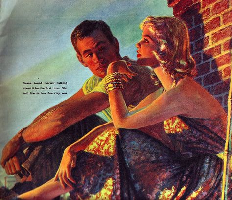 Susan found herself talking about it for the first time | Flickr - Photo Sharing! Edwin Georgi, 50s Art, Vintage Illustration Art, Girl Artist, Romance Art, Vintage Romance, Pulp Art, Romantic Art, 판타지 아트