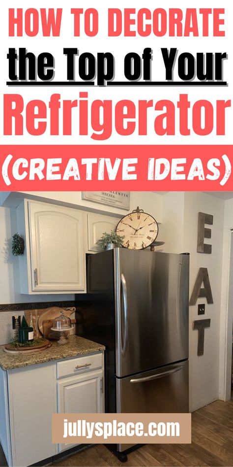 How to Decorate the Top of Your Refrigerator Awkward Space Above Fridge, Decor Over Fridge, What To Put Above The Fridge, How To Decorate Top Of Fridge, Decorating Above The Fridge, What To Put On Top Of Refrigerator Ideas, Decor Above Refrigerator Ideas, Decor For Top Of Fridge, Top Of Refrigerator Decor Ideas Modern