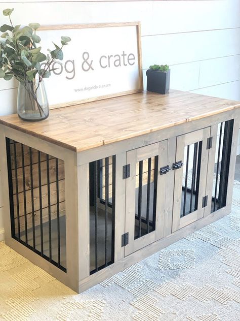 Dog Crate Plans, Diy Bunny Cage, Custom Dog Crate, Kennel Furniture, Medium Dog Crate, Double Dog Crate, Furniture Images, Diy Dog Crate, Dog Trailer